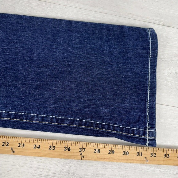 Ariat Real Rosy Denim Jeans Women 29R (29x32) Low Rise Boot Cut Blue Dark Wash - Picture 13 of 15
